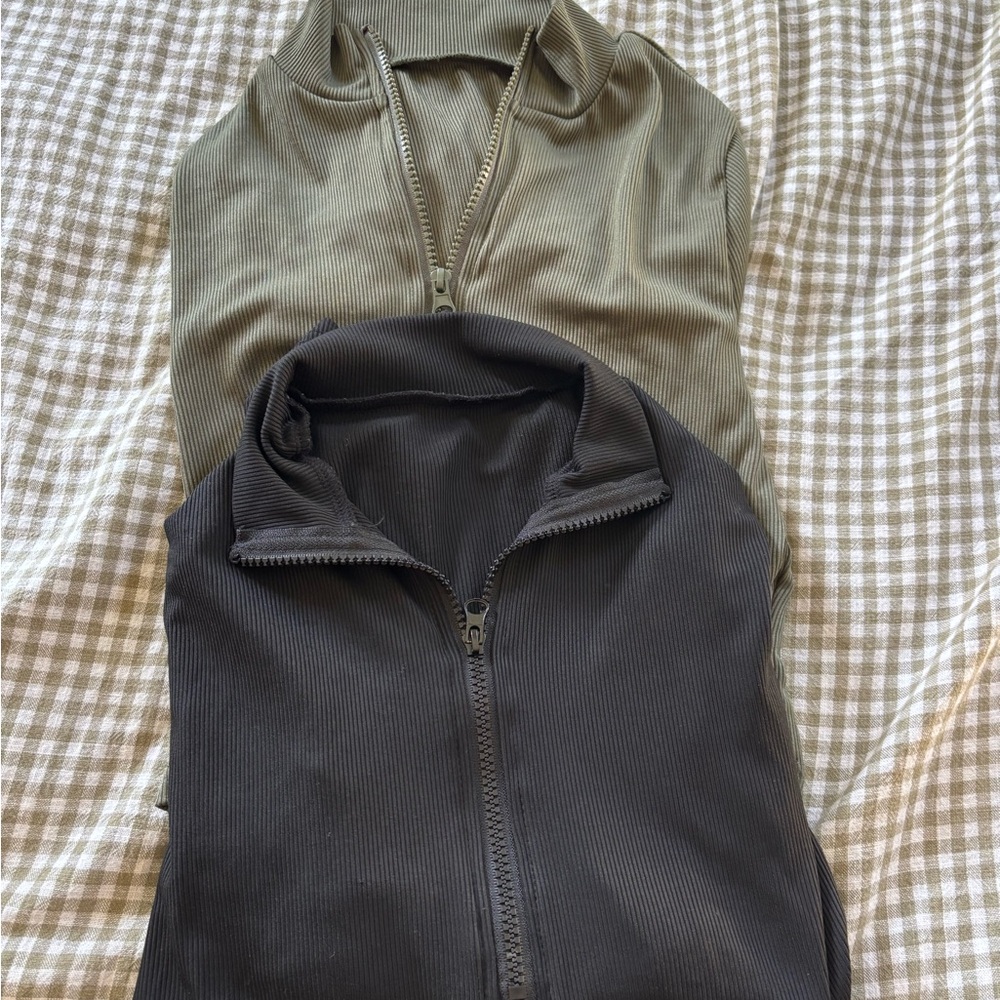 Olive and Black Zip-Up Jackets